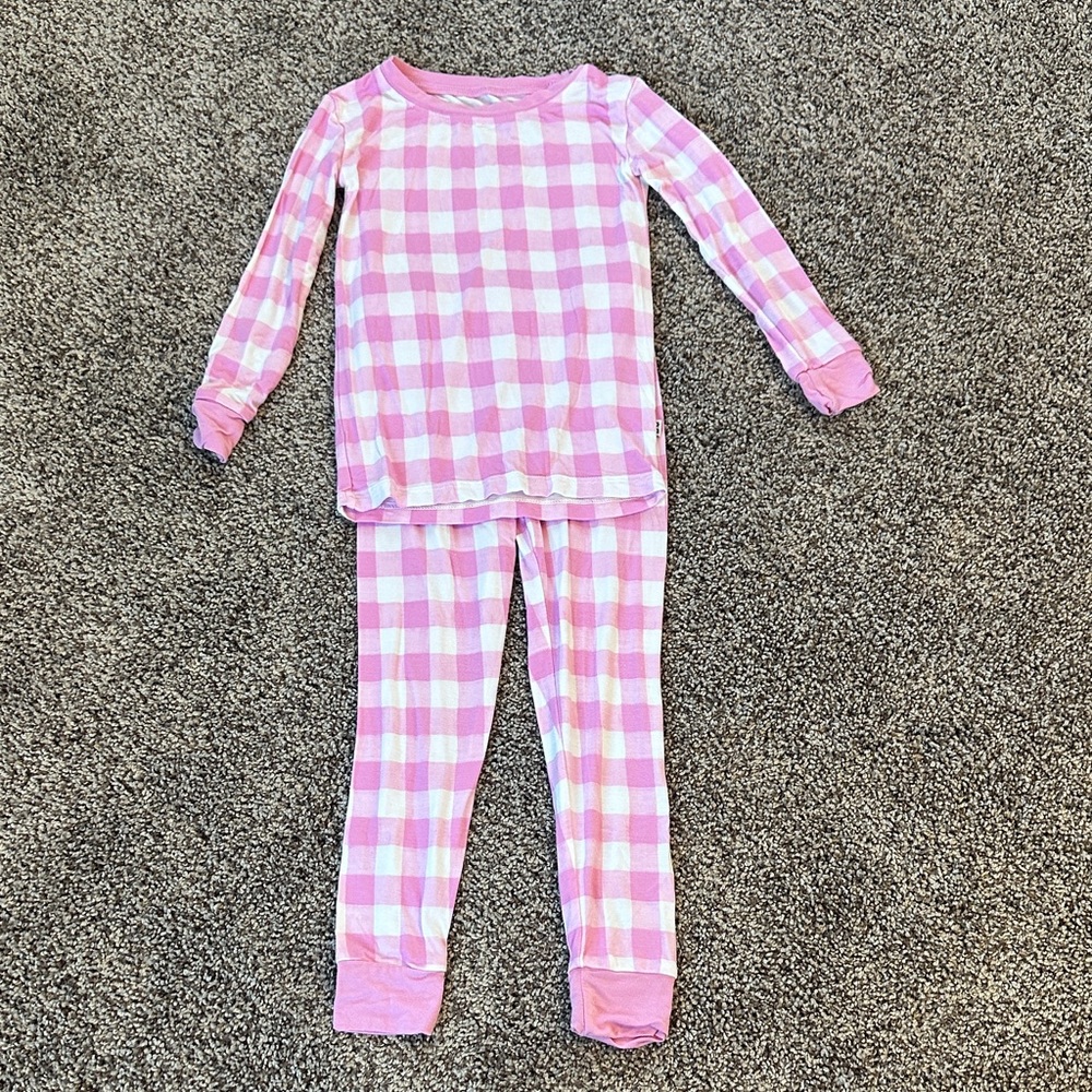 Little Sleepies Pink and White Checkered Pajama Set